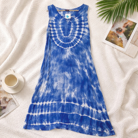 Advance Apparels Dresses & Skirts - 0163 NWT Tie Dye Maxie dress in blue and white. Size M/L